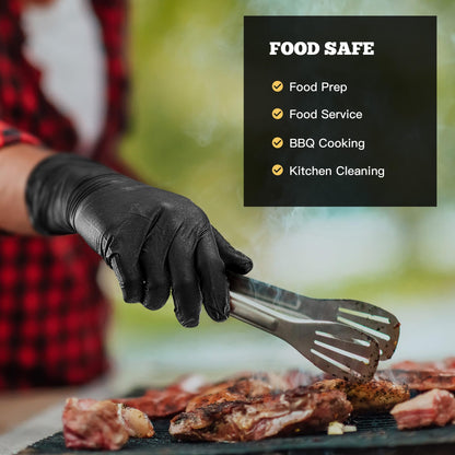 TitanFlex Heavy-Duty Black Disposable Nitrile Gloves, Box of 100, 6-mil, Fully Textured, Powder-Free, Latex-Free, Non-Sterile