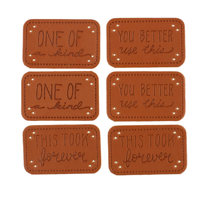 Boye Sarcastic Leather Handmade Labels for Crafts, Knitting, and Crocheting, 6 Pack