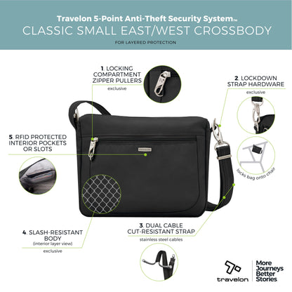 Travelon Anti-Theft Classic Small East/West Crossbody