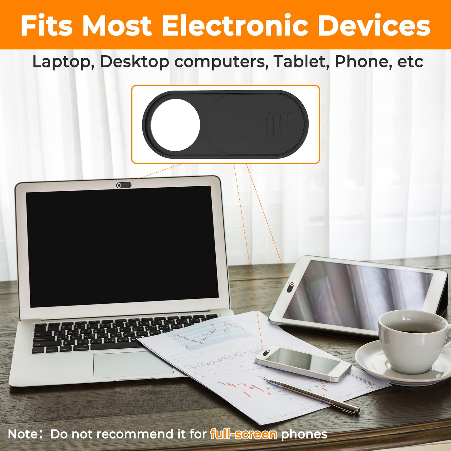 Yilador Webcam Cover, 0.03in Ultra Thin Slide Web Camera Covers for Laptop Computer Smartphone Mac iMac MacBook, Sliding Blocker Cover Protect Your Privacy Security (6*Big Black)