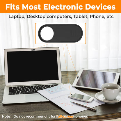 Yilador Webcam Cover, 0.03in Ultra Thin Slide Web Camera Covers for Laptop Computer Smartphone Mac iMac MacBook, Sliding Blocker Cover Protect Your Privacy Security (6*Big Black)