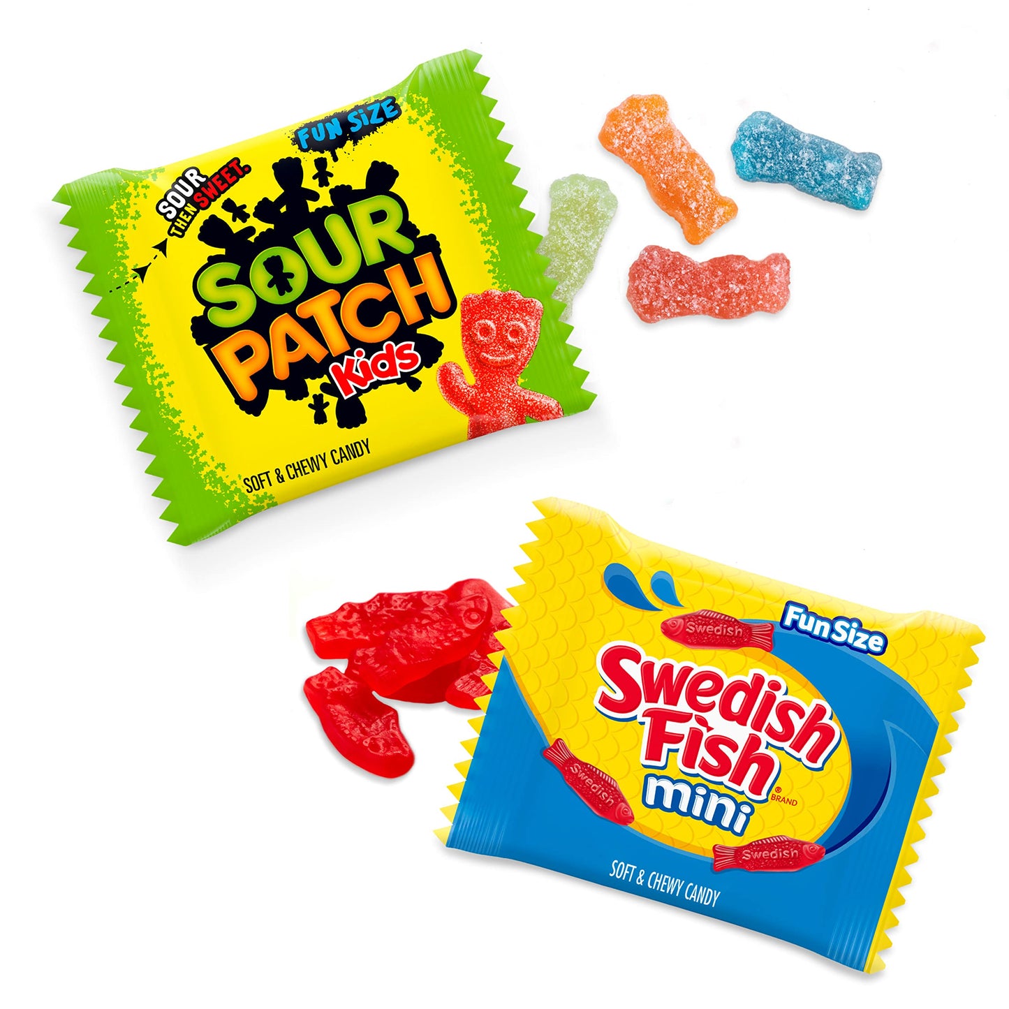 SOUR PATCH KIDS and SWEDISH FISH Mini Soft & Chewy Easter Candy Variety Pack, Bulk Candy, 50 Snack Packs