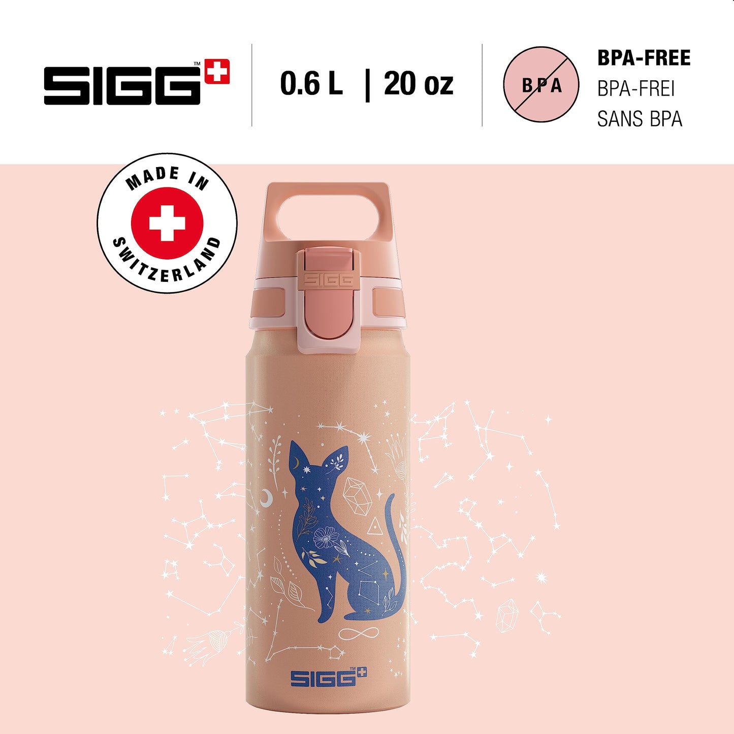 SIGG - Aluminium Kids Water Bottle - WMB ONE My Universe - Suitable For Carbonated Beverages - Leakproof - Lightweight - BPA Free - Climate Neutral Certified - Light Pink - 20 Oz