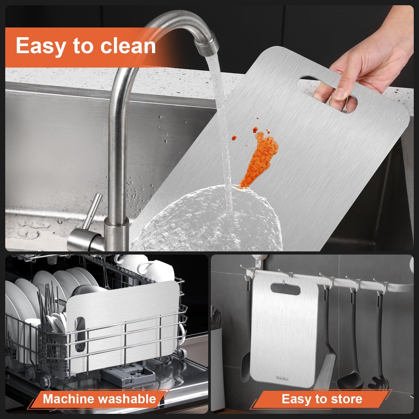 Stron- Dura Cutting Board - 304 Food Grade Stainless Steel Cutting Boards for Kitchen- for cutting Meat, Fruit, Vegetables, Outdoor or Indoor 11.5" X 8" (1, Small)