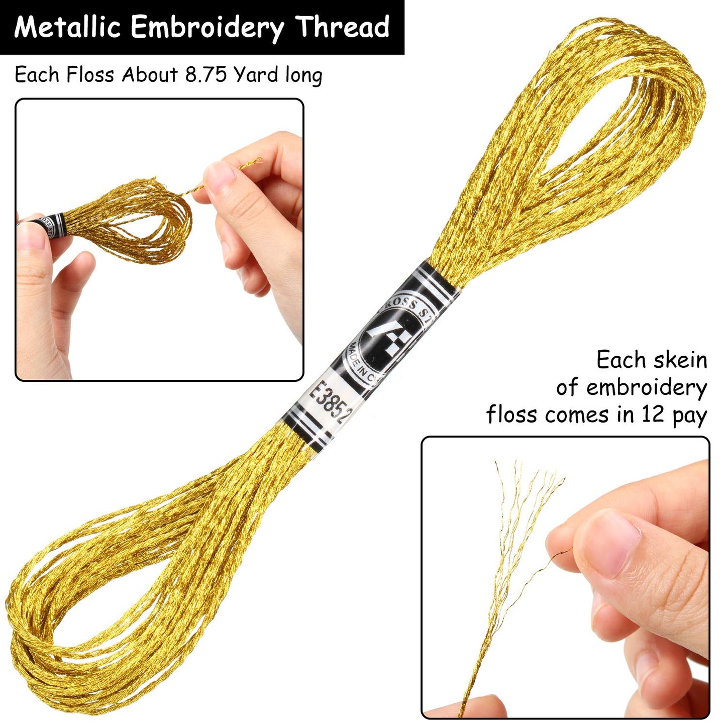 WILLBOND 24 Skeins Metallic Embroidery Floss - Glitter Embroidery Threads for Cross Stitch Crafts Friendship Bracelets(Multiple Color)