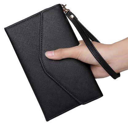 ZOPPEN Passport Holder Travel Wallet (Ver.5) for Women Rfid Blocking Multi-purpose Passport Cover Document Organizer Strap, Black