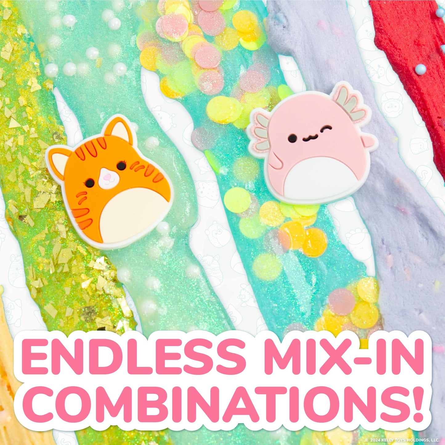 Squishmallows Ultimate Slime Mix'Ins, 10-Pack, Glitter & Cloud Slime, 8 Fun Add Ins, Pre-Made for Kids, Crunchy, Bulk, Great 6 Year Old Toys, Super Soft Sludge Toy