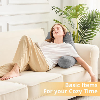 Sasttie Reading Pillows for Sitting in Bed Adult, Velvet Back Pillow Bed Sitting Up, Back-Rest Support Cushion for Sit Up on Couch, Sofa, and Floor, Dorm Essentials, Oeko-Tex Certified, Dark Grey