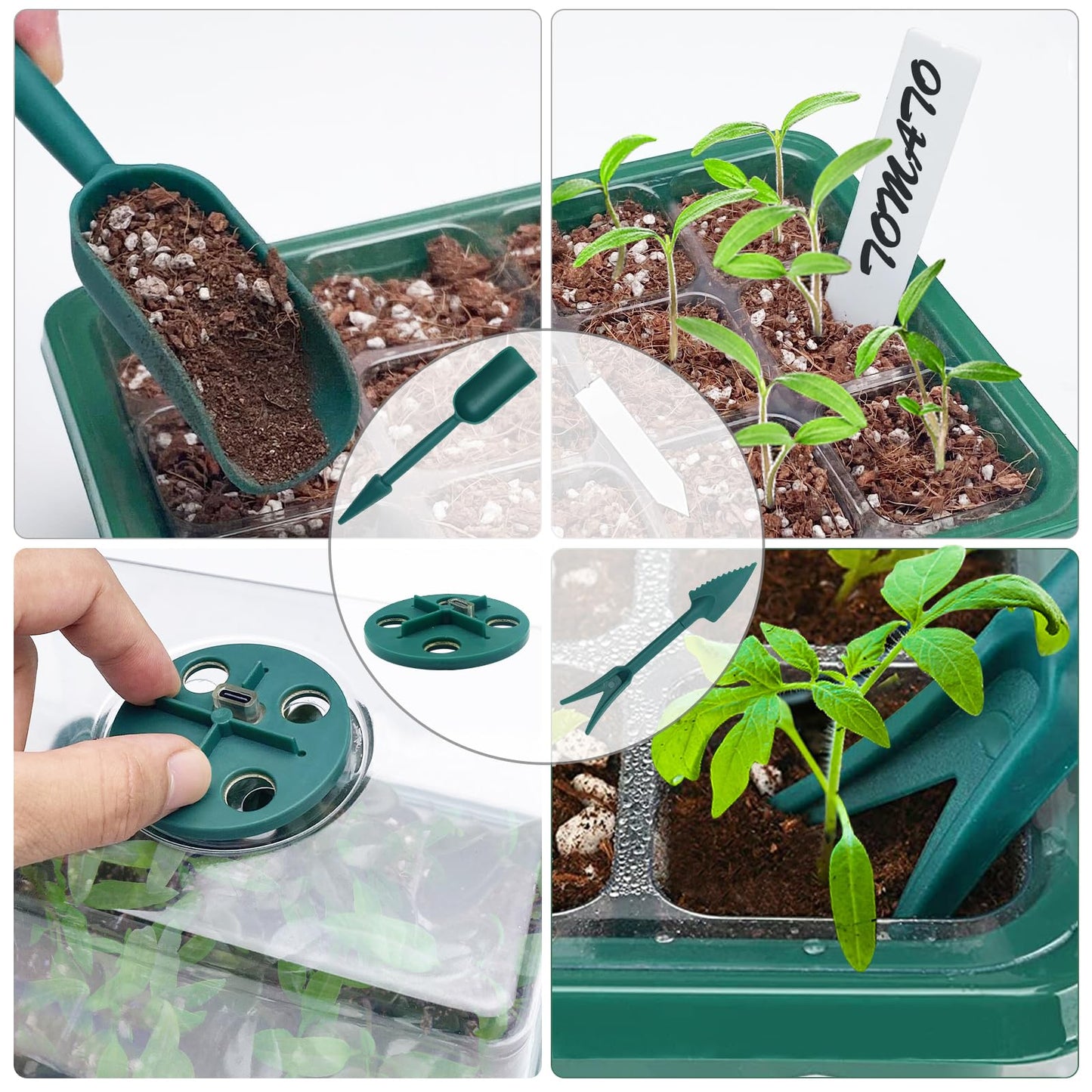 Seed Starter Tray, 2 Pcs Plant Propagation Station with Grow Light,Seedling Starter Trays with Timing Controller,Mini Greenhouse Kit with Humidity Domes and Base,Plant Tray for Seeds Growing Starting