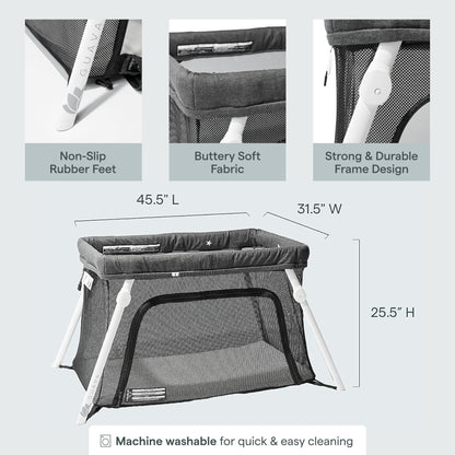 Guava Family Travel Crib includes Lightweight Backpack Design | Certified Baby Safe Portable Crib | Folding Play Yard, Comfy Mattress for Babies, Toddlers | Compact Baby Travel Bed