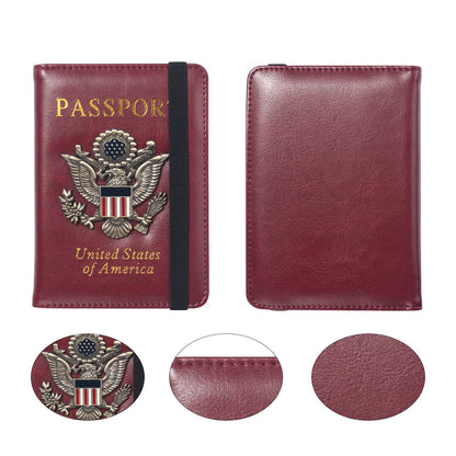 FACATH Passport Holder for Travel Passport Cover for Men Passport Wallet Case With 3D Metal Badge Protector Leather Card Case RFID Blocking Women Travel Accessories Document Organizer (Wine Red)