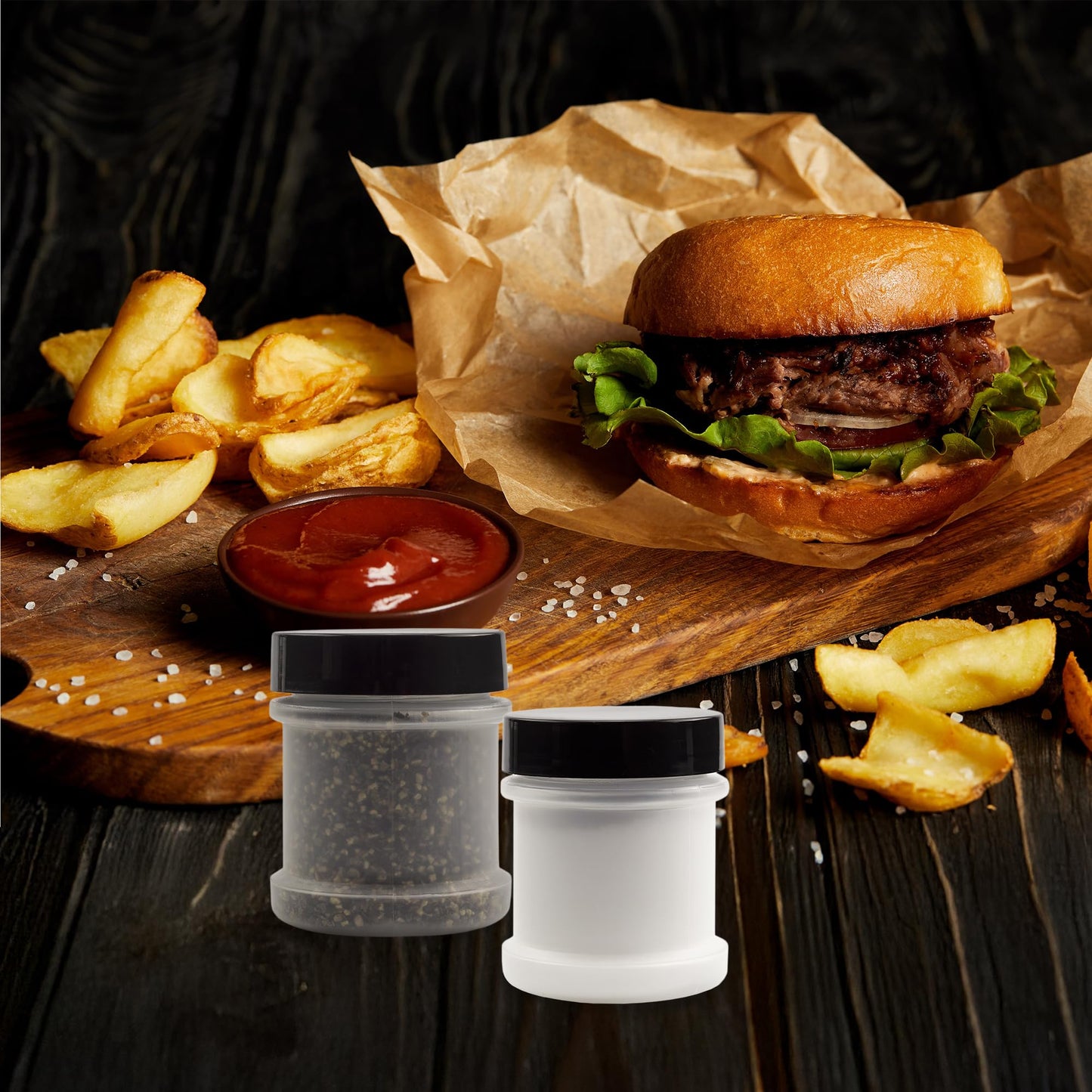 Cornucopia Brands Mini Plastic Spice Jars w/Sifters (12-Pack, Black); 2 Tablespoon Capacity (1 Fluid Ounce) Spice Bottles for Travel, Glitter, Gifts, Favors