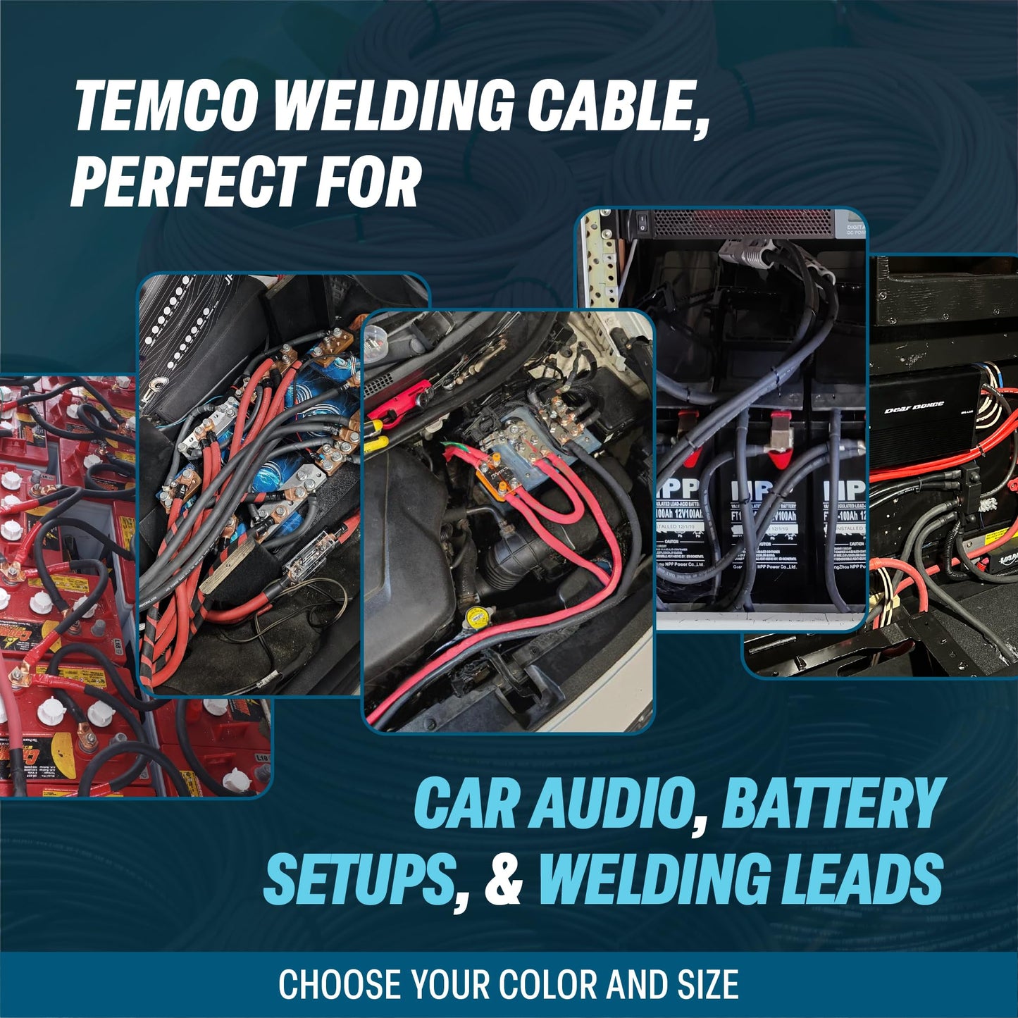 TEMCo 2/0 Gauge AWG 10 Ft Black + 10 Ft Red Flexible Pure Copper Made in USA Welding Cable Battery Wire - Heavy Duty Solar, Inverter, Car, RV, Truck