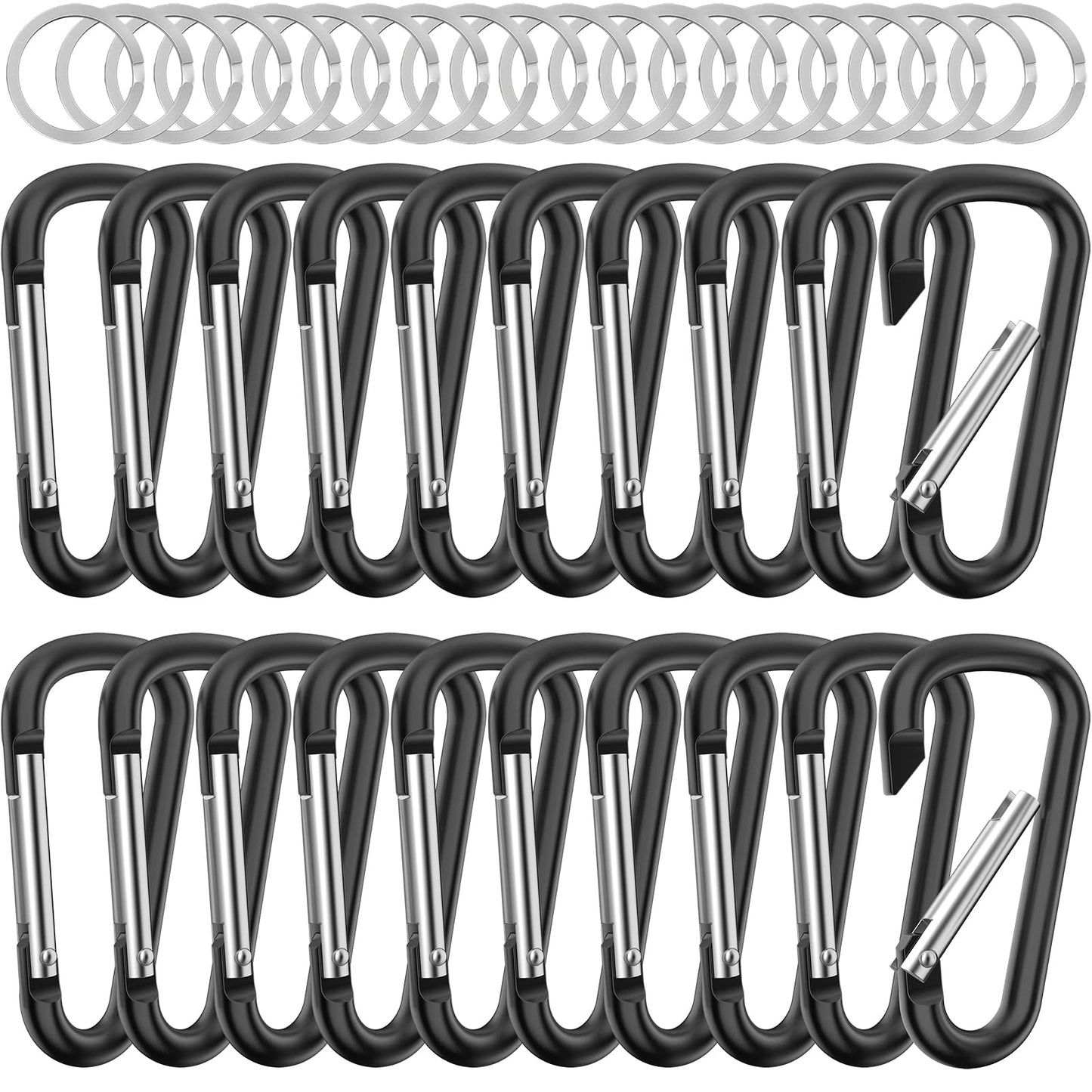 sprookber 2.28" Small Carabiner Clip Keychain, D Ring Caribeaner Clip, Key Clip Caribeener, Keychain Clip Snap Hook for Belt Buckle, Multipurpose, Set of 20 Pack