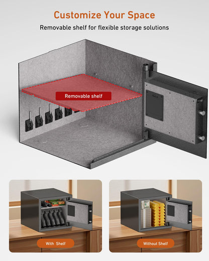 Billconch Smart Gun Safe for Multiple Pistols - Biometric Automatic Lock Safe Box with LCD Display/Voice Guide/Foldable Gun Racks, Quick Access Unlock with Fingerprint/Keypad/Key/App