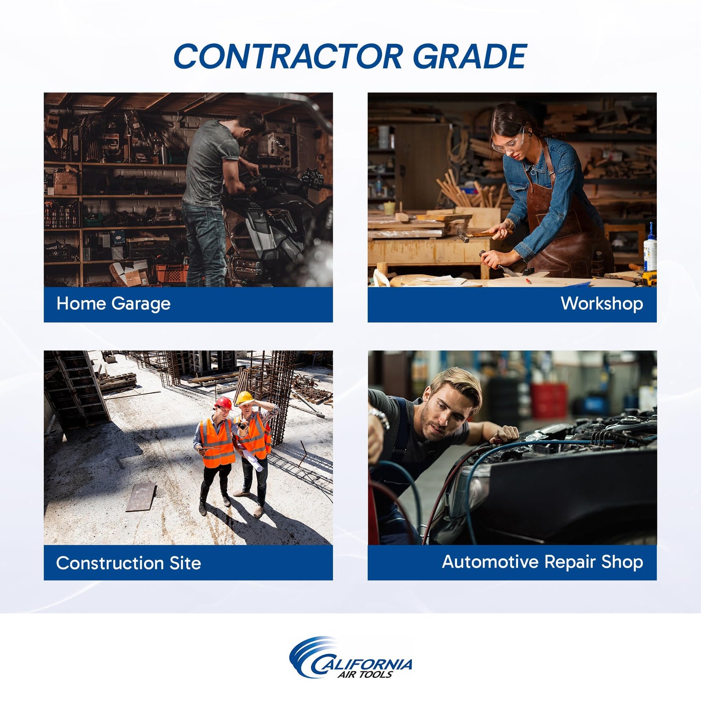 California Air Tools CAT-1P1060S Light & Quiet Portable Air Compressor, Lightweight, Ultra Quiet, Oil-Free, 1 Gallon Steel Tank, .6 HP, 56 dBA Noise Level, Silver