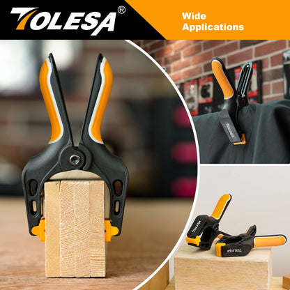 TOLESA Heavy Duty Spring Clamps 7 Inch 4 Pcs Large Wood Clamps with 30Lbs Powerful Clamping Force Deep Throat Nylon Clamps for Woodworking Photography Backdrop Household Use Cover Holding Wood Gluing