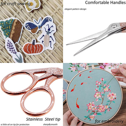 BIHRTC 3.6 Inch Embroidery Scissors Small Precision Embroidery Scissors Stainless Steel Crafting Shears for Needlework Threading Sewing Handcraft Crochet Artwork DIY Tools