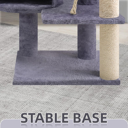 TINWEIUS 42.5'' Cat Tree for Indor Cats, Multifunctional Cat Tower with Cozy Condo, Perches, Scratching Posts and Hammock, Grey…