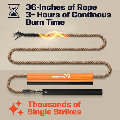 Fire Starter Survival Tool - All-in-One Patented Flint and Steel Fire Starter Kit - Ferro Rod Fire Starter with 36" Waterproof Tinder Wick Rope and Steel Fire Striker | Prepared4X