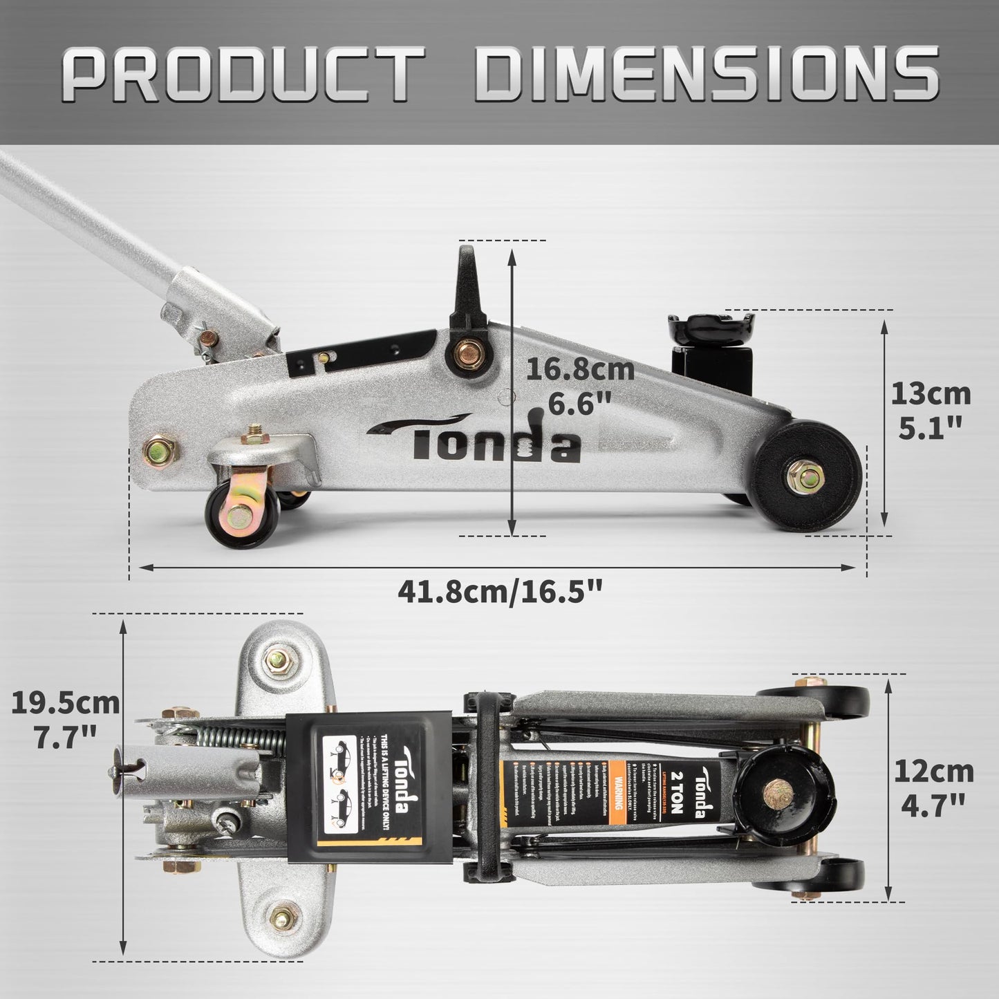 TONDA Floor Jack, 2 Ton (3,800lbs) Hydraulic Car Jack, Work for Sedan and Coupe