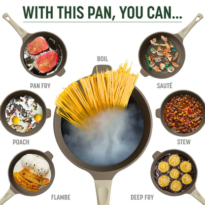 Goodful All-in-One Pan, Multilayer Nonstick, High-Performance Cast Construction, Multipurpose Design Replaces Multiple Pots and Pans, Dishwasher Safe Cookware, 11-Inch, 4.4-Quart Capacity, Linen