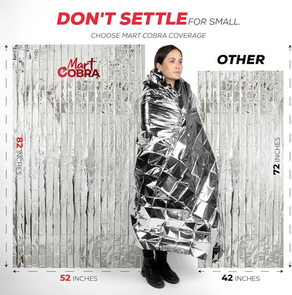 Emergency Blanket 4-Pack Space Mylar Blankets Survival Gear and Supplies Reusable Thermal Camping Hunting Essentials First Aid Car Emergency Kit Prepper Bug Out Bag Foil Warm Cat Cold Snow Winter