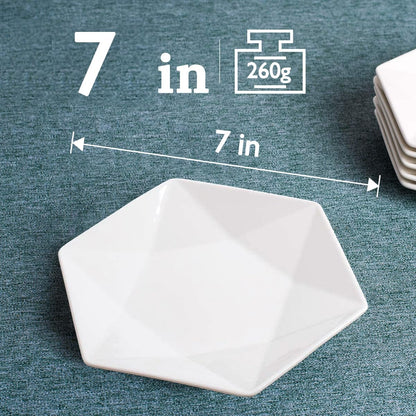DELLING Appetizer Plates, White Ceramic Dessert Plates, Salad Plates Set, 7 inch Small Plates Set for Dessert, Snacks, Pasta, Side Dishes, Serving Plates Set of 6, Dishwasher Microwave Oven Safe