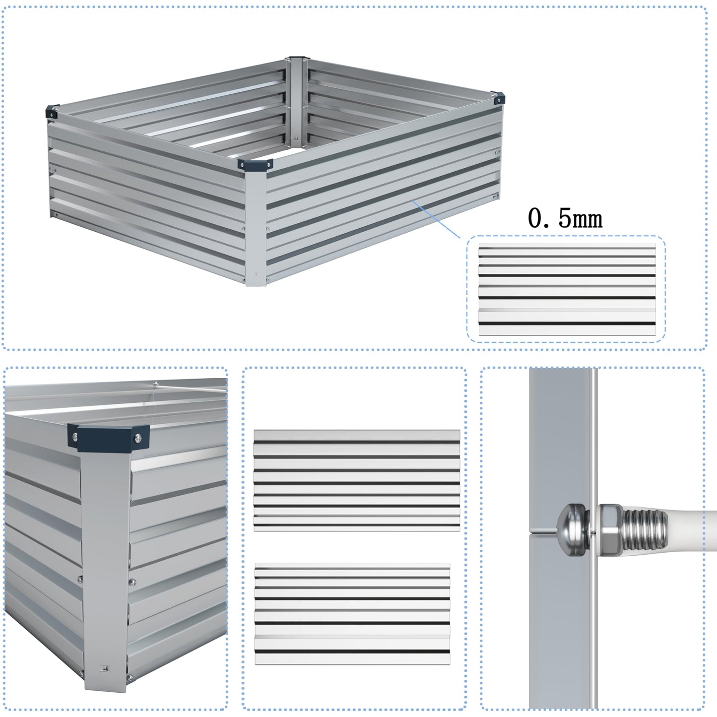 Vengarus 2pcs 4x3x1FT Galvanized Raised Garden Bed-Outdoor Planter Box for Vegetables,Metal Flower Boxes with Corner,Planter Raised Bed,Silver