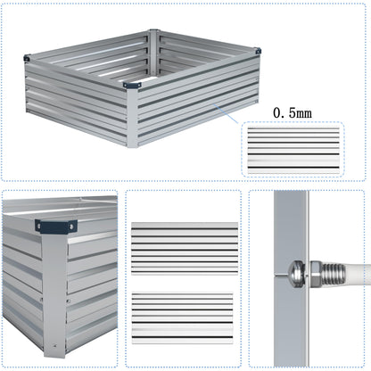Vengarus 2pcs 4x3x1FT Galvanized Raised Garden Bed-Outdoor Planter Box for Vegetables,Metal Flower Boxes with Corner,Planter Raised Bed,Silver