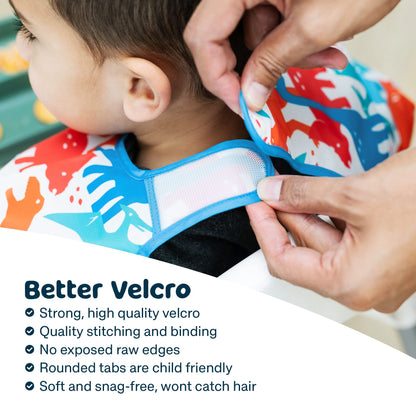 Tiny Twinkle Mess Proof Baby Bib - Waterproof & Lightweight Baby-Led Weaning Apron | 100% Recycled Polyester, Easy Clean & Machine Washable (Floral Blue, Small 6-24 Months)