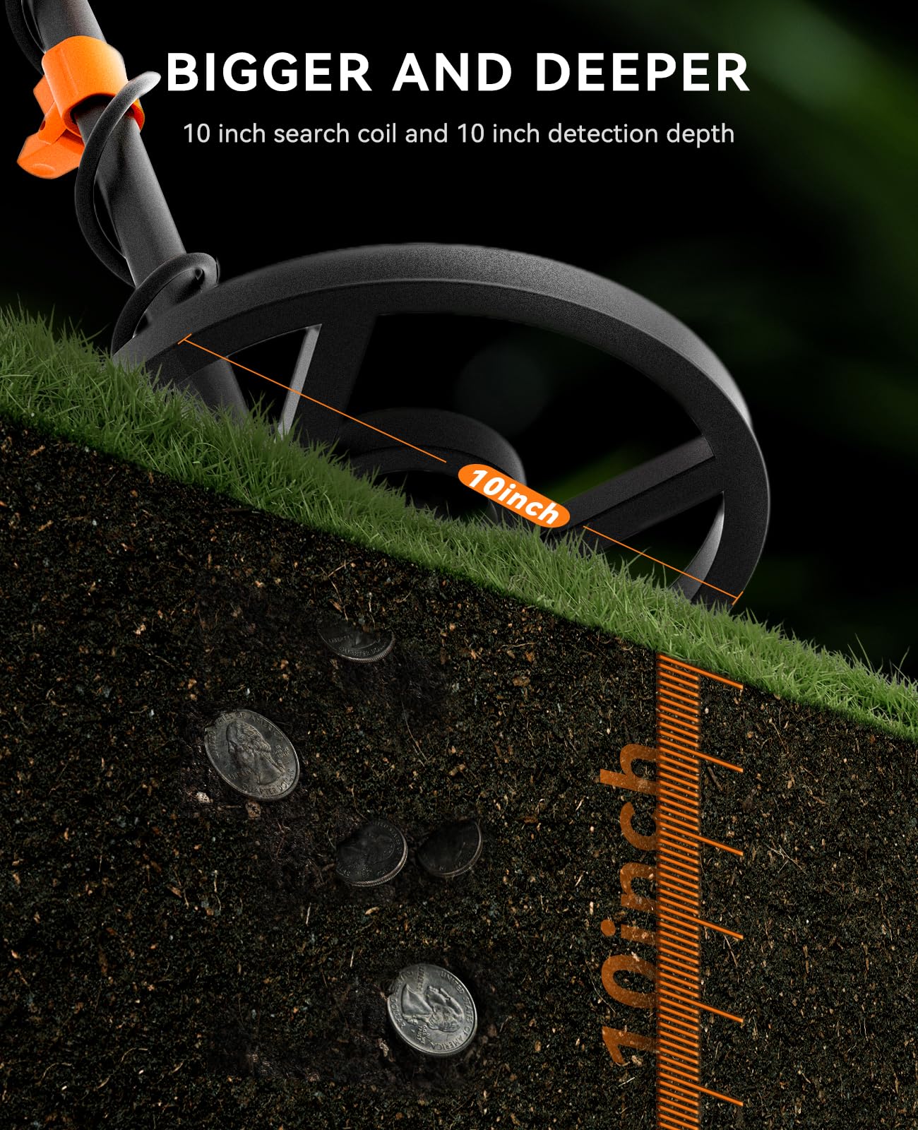 SUNPOW Metal Detector for Adults Professional - Waterproof Higher Accuracy 5 Modes Gold Metal Detector with Strong Anti-Interference, Advanced DSP Chip, 11" Detection Depth - OTMD09