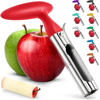 Zulay Kitchen Premium Apple Corer Tool - Ultra Sharp, Stainless Steel, Serrated Blades for Easy Coring - Easy to Use & Clean, Durable Apple Corer Remover for Baking Apples & More - Red