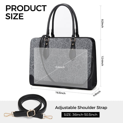 Laptop Bag for Women 15.6 Inch Work Tote Bag for Women,Leather Computer Bags Waterproof Tote Professional Briefcase,Large Capacity Business Office Bag for Work