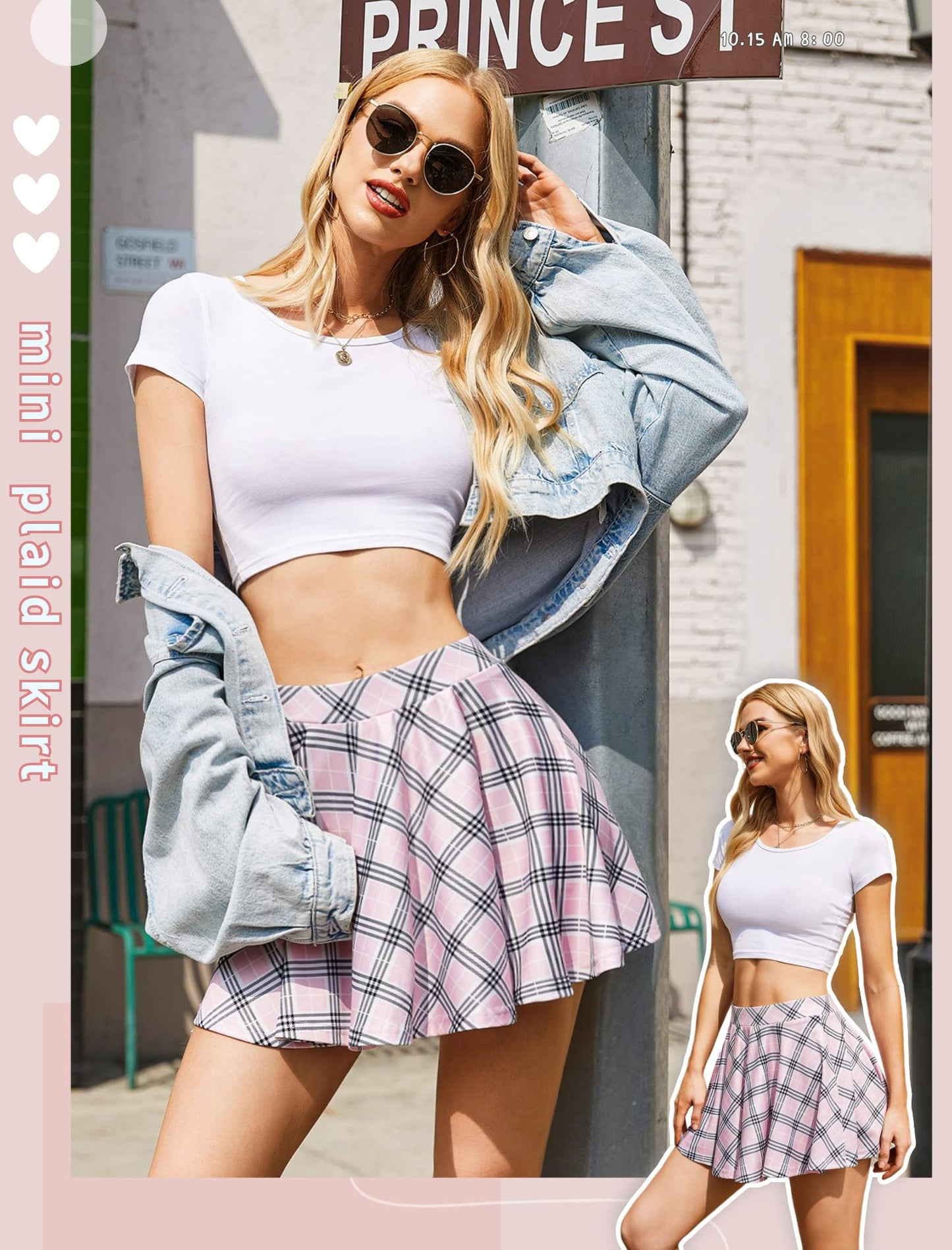 Avidlove Women's Stretchy Flared Skater Skirt Tennis School Uniforms A Line Mini Short Skirt White M