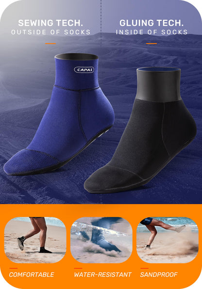 CAPAS 2mm Neoprene Sand Socks, Beach Volleyball Sand Proof Outdoor Wetsuit Diving Water Socks Keep Warm for Men Women