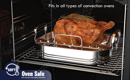 Cooks Standard 14-Inch by 12-Inch Stainless Steel Roaster with Rack, Rectangular