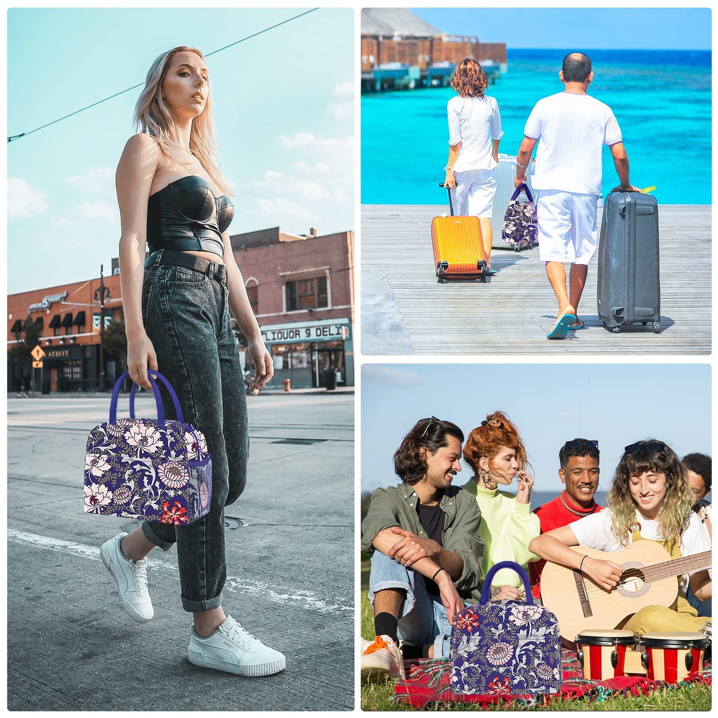 DALINDA Lunch Bag Lunch Box for Women Men Reusable Insulated Lunch Tote Bag,Leakproof Thermal Cooler Sack Food Handbags Case High Capacity for Travel Work Picnic Beach,Orchid