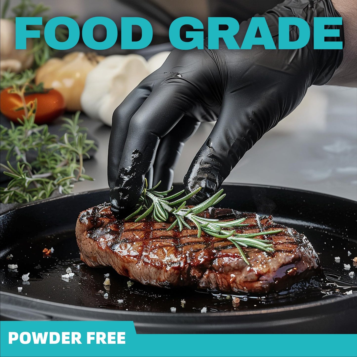 Beastek Black Nitrile Exam Gloves, 4.0 Mil, 100 Pcs Disposable Gloves Powder-Free Latex-Free for Medical, Cooking, Food-Safe (Large)