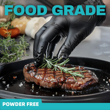 Beastek Black Nitrile Exam Gloves, 4.0 Mil, 100 Pcs Disposable Gloves Powder-Free Latex-Free for Medical, Cooking, Food-Safe (Large)