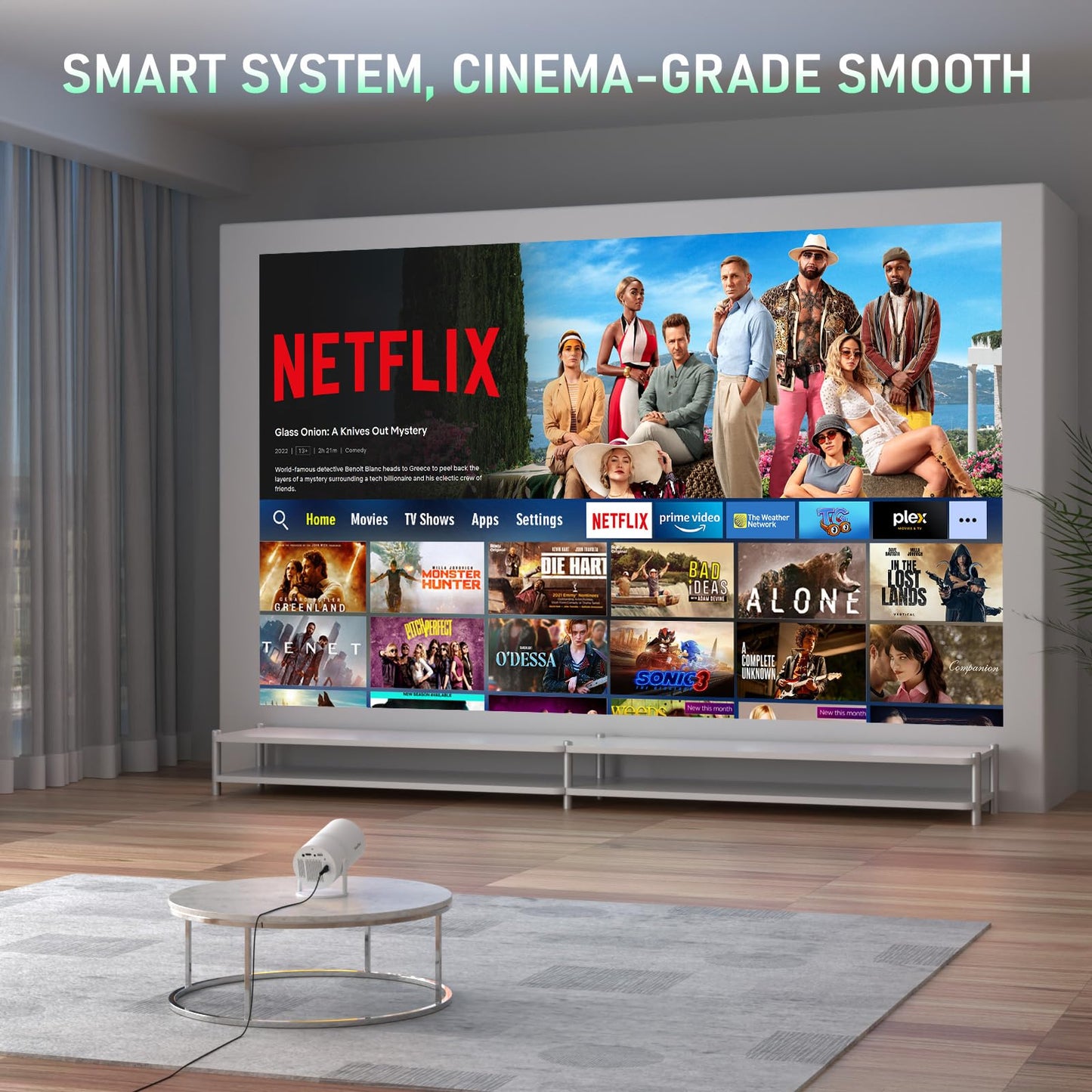 [Official Netflix & Electric Focus] Projector with WiFi and Bluetooth, XuanPad Full HD 1080P Portable Projector, 210° Rotatable Stand, Auto Keystone, Dust Removal and Heat Dissipation Design