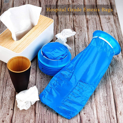 Valchoose 60 Pack Barf Bags Disposable, Portable Puke Bags, 1000ml High Density Blue, Leak Resistant Perfect for Morning Sickness, Kids, Adults, Pregnant Women, Taxis Drivers, Car Motion Sickness