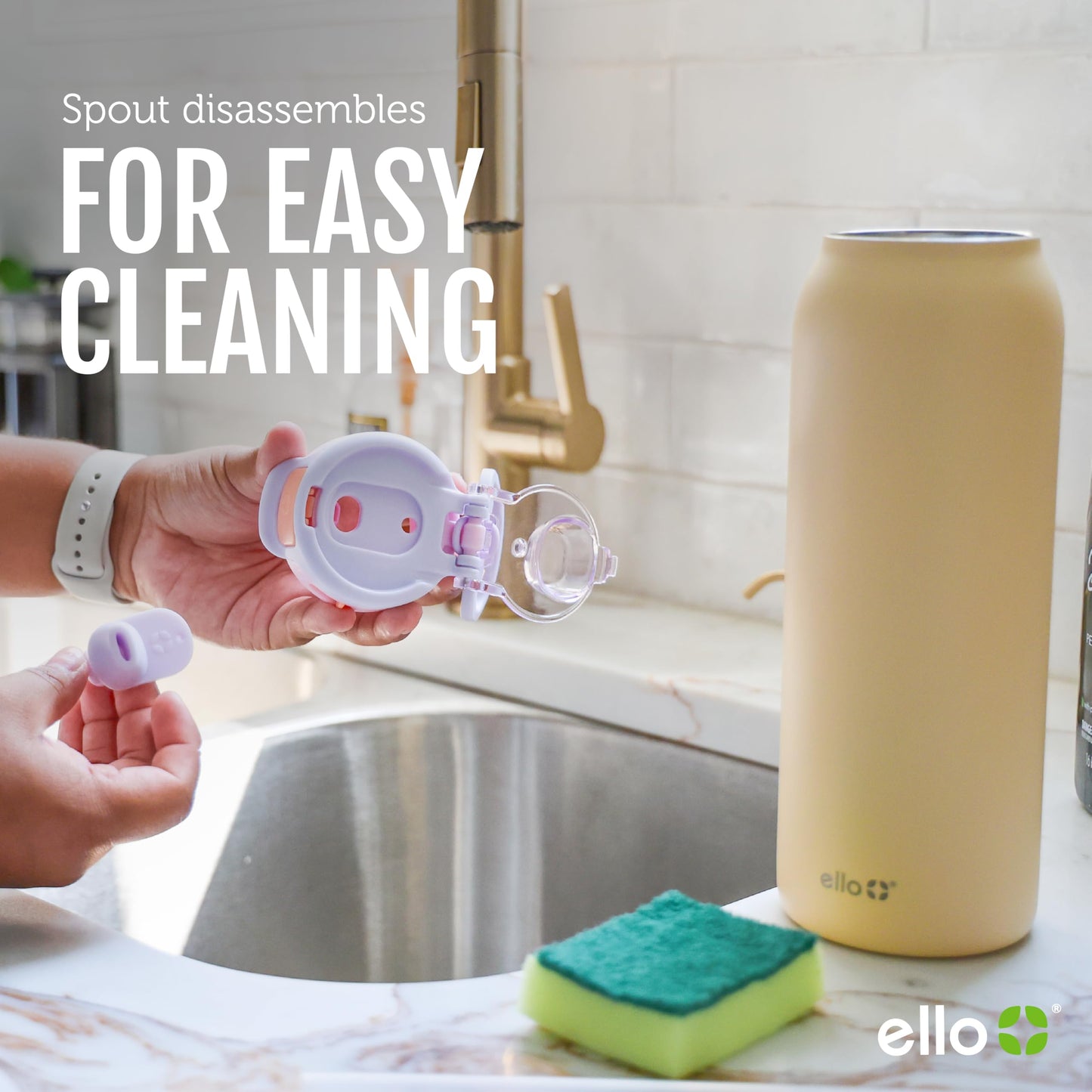 Ello Pop & Fill 32oz Stainless Steel Water Bottle with Quick Fill Technology, Double Walled and Vacuum Insulated Metal, Leak Proof Locking Lid, Sip and Chug, Reusable, BPA Free, Black