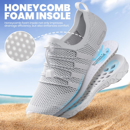 SEEKWAY Mens Womens Water Shoes Quick Dry Aqua Shoes Barefoot for Beach Surf Hiking Pool Water Sports AD051 White