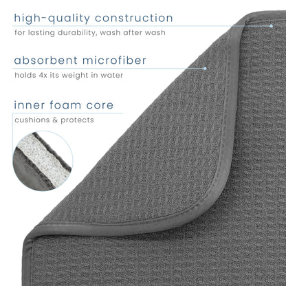 S&T INC. Dish Drying Mat XL, 18” x 24”, Absorbent Microfiber Kitchen Counter Mat, Dish Drying Pad for Dishes, Utensils, Pots and Pans, Extra Large, Charcoal