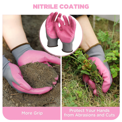 WORKPRO Aluminum Garden Tool Set, 4PCS Heavy Duty Gardening Tools with Box Include Trowel, Rake, Pruner, Gloves, Pink, Garden Gifts-Pink Ribbon