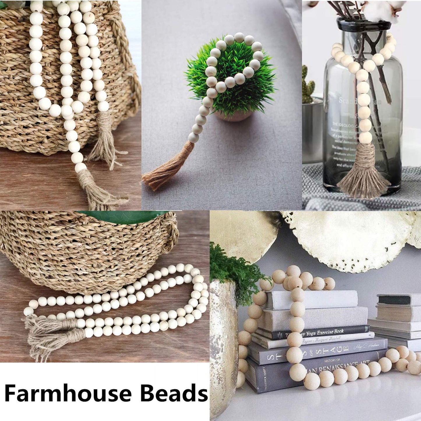 Round Wood Beads 20 mm Unfinished Spacer Beads Natural Craft Loose Beads for DIY Art Supplies Bracelet Hand-Made 100 Pack……