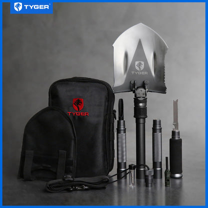 Tyger Auto Folding Shovel TG-SV8U3217 Military Heavy Duty Survival Shovel 16-in-1 Multitool Compact Camp Shovel with Bag for Camping, Hiking, Off-Roading, Outdoor, Tactical, Emergency