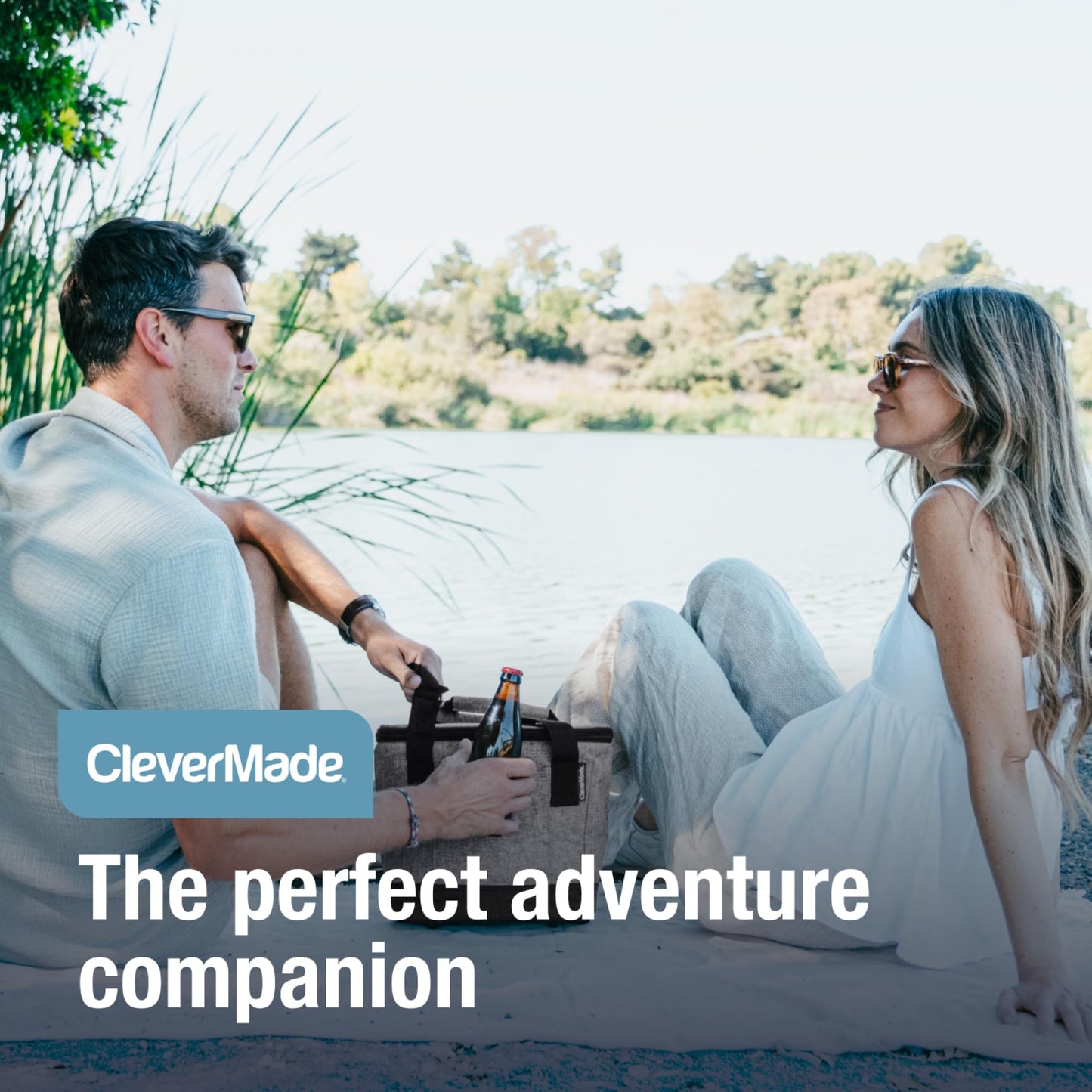 CleverMade Tahoe Collapsible Insulated Cooler Bag – 18 Cans / 14 Qt Leakproof Soft Cooler for Beach, Travel, Car – Bottle Opener – Cool Gray/Midnight