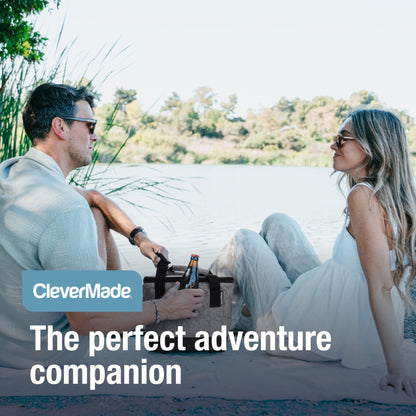 CleverMade Tahoe Collapsible Insulated Cooler Bag – 18 Cans / 14 Qt Leakproof Soft Cooler for Beach, Travel, Car – Bottle Opener – Cool Gray/Midnight